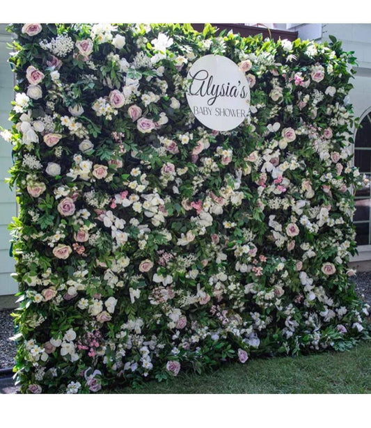 Pink & White Flower Wall Backdrop ~ Rental