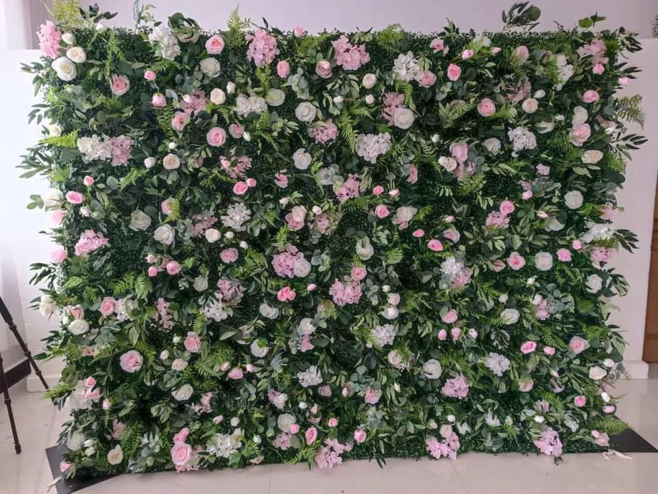 Pink & White Flower Wall Backdrop ~ Rental