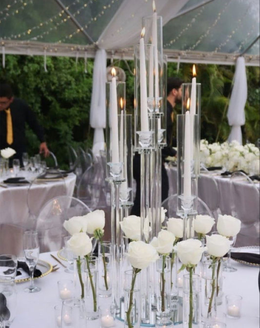 Crystal Candelabra Glass Centerpiece ~ Rental