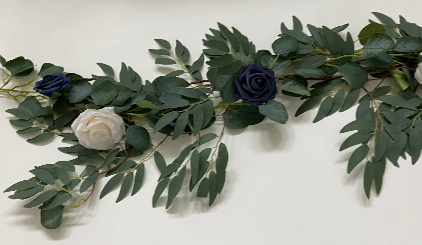 Rose Willow Eucalyptus Table Runner Garland