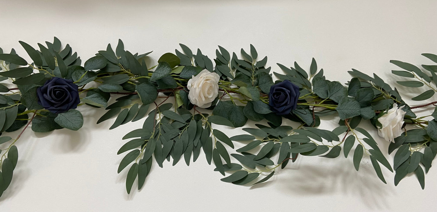 Rose Willow Eucalyptus Table Runner Garland