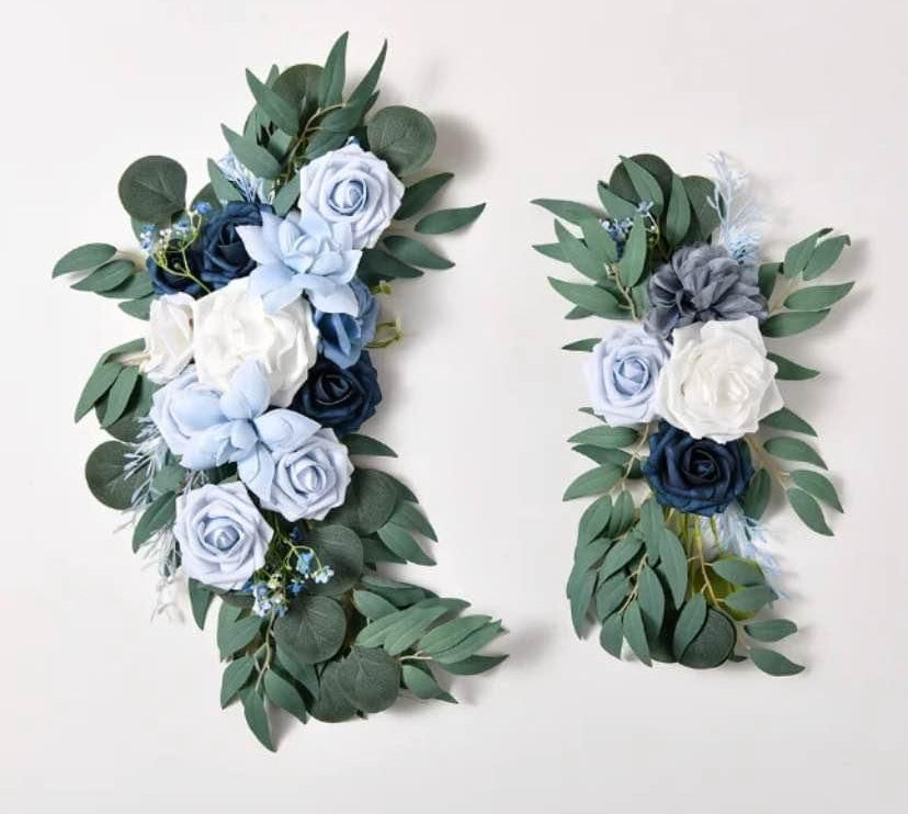 Willow Eucalyptus Rose Flower Swags ~ Set of 2