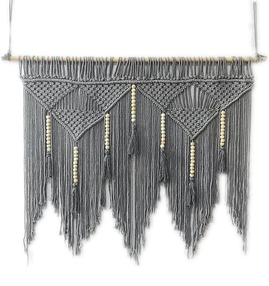 Handcrafted Grey Macrame Wall Hanging